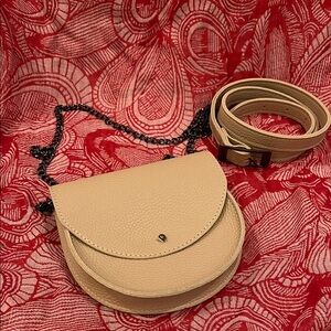 Elegant Cream faux Leather Crossbody Bag/belt bag